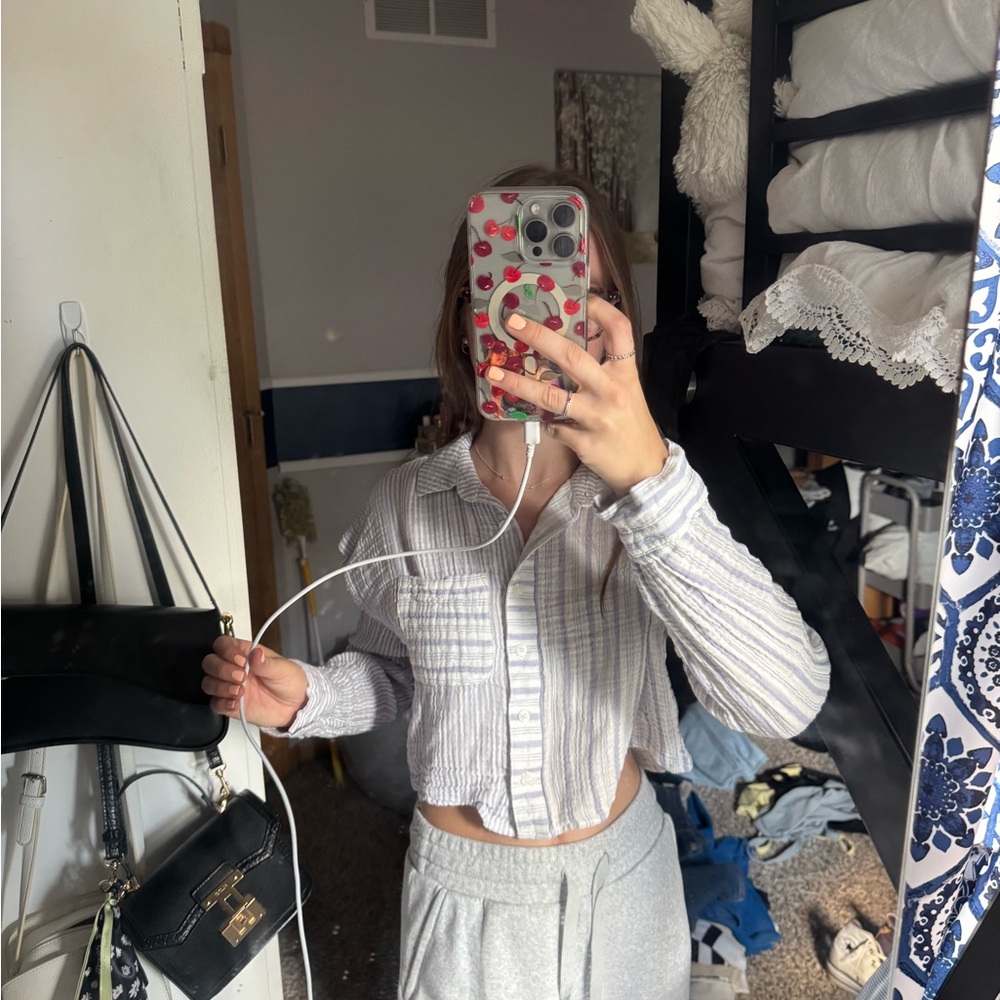 Striped Button-Up Shirt Aeropostale